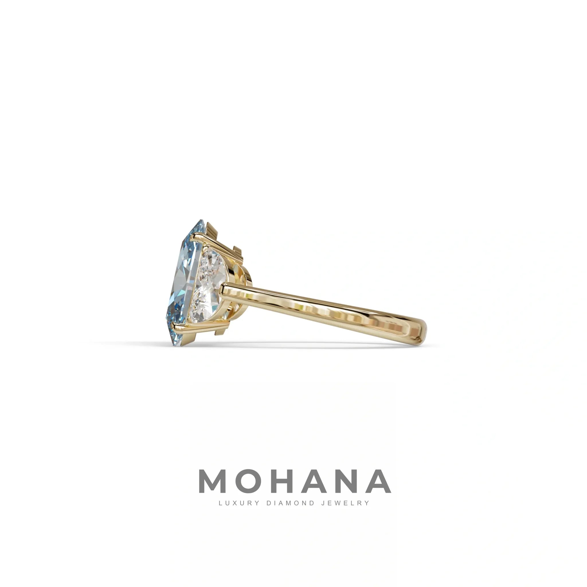 3 Carat Blue Lab Grown Diamond Engagement Ring · Oval Cut Three Stone | Constellation - view 4
