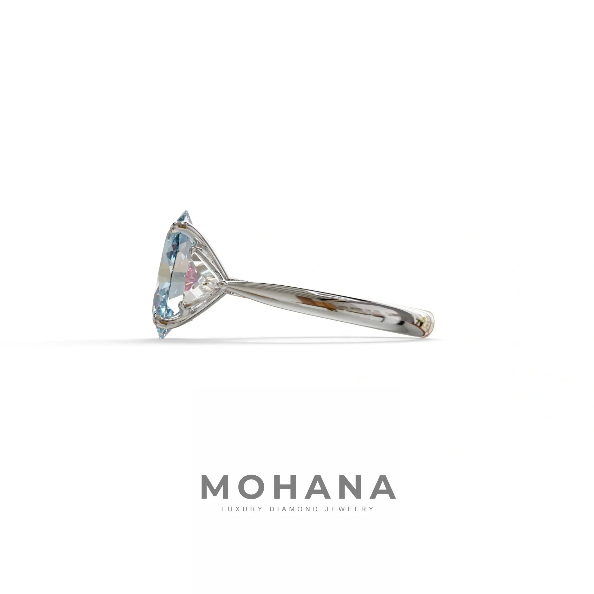 3Ct Blue Oval Cut Lab Grown Diamond Three Stone Engagement Ring - Myza