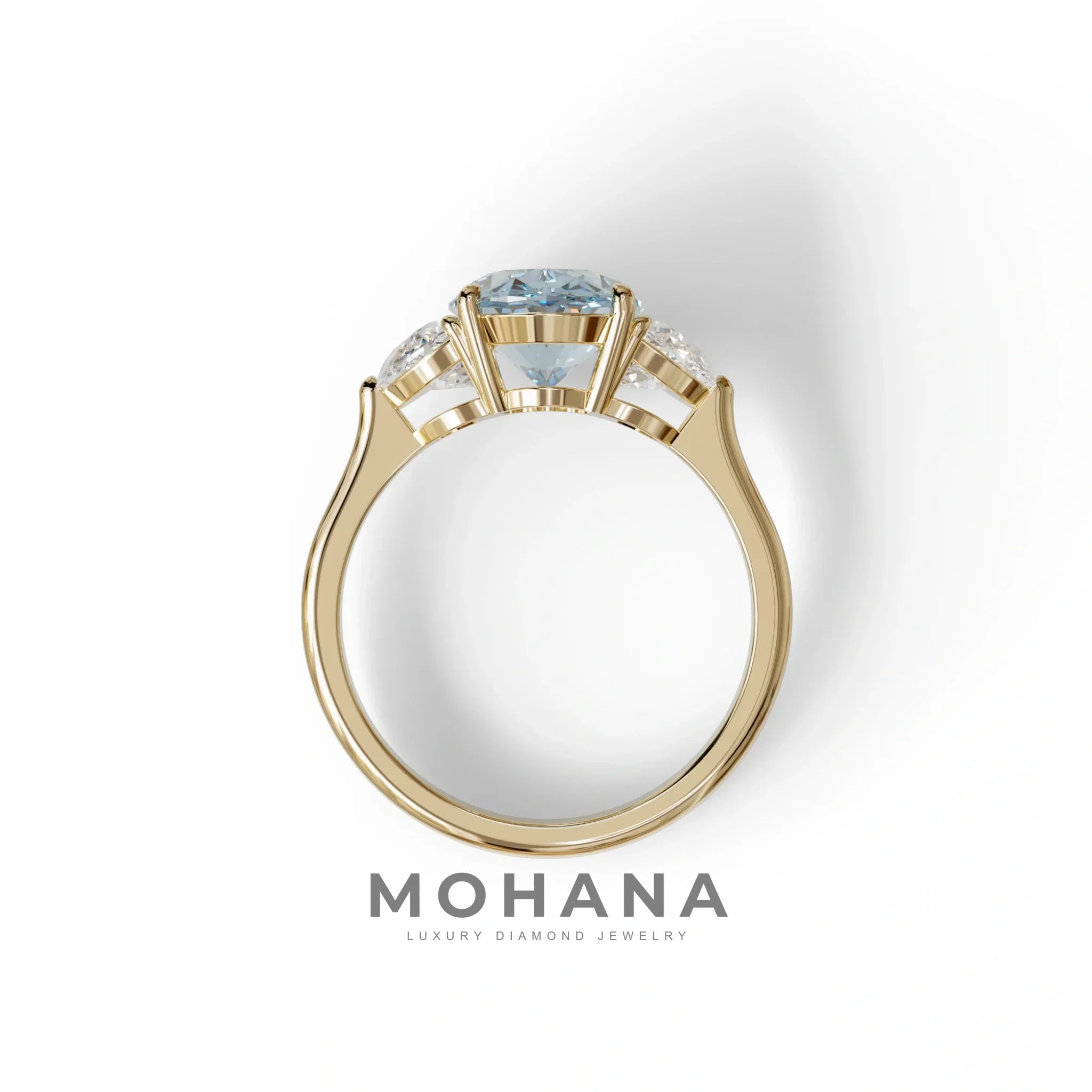 3 Carat Blue Lab Grown Diamond Engagement Ring · Oval Cut Three Stone | Constellation - view 7