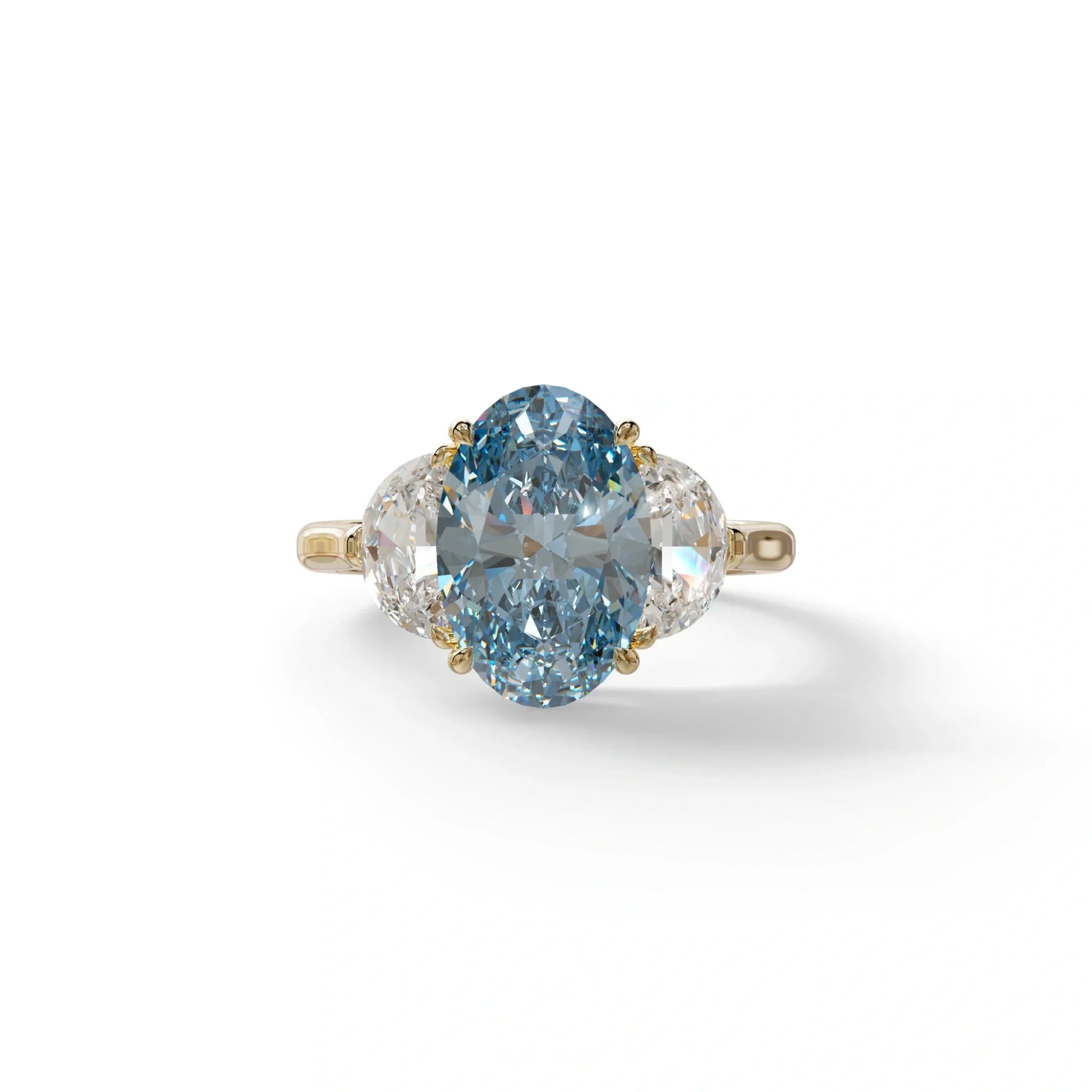 3 Carat Blue Lab Grown Diamond Engagement Ring · Oval Cut Three Stone | Constellation - view 1