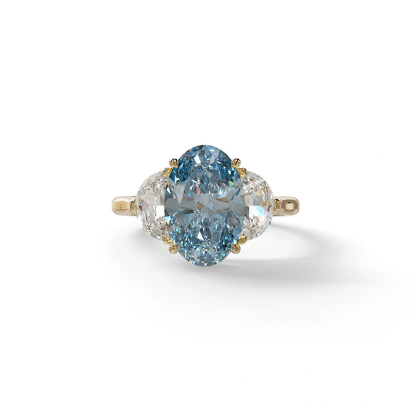 3 Carat Blue Lab Grown Diamond Engagement Ring · Oval Cut Three Stone | Constellation