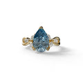 3 Carat Blue Pear Cut Cluster-Vintage Setting Lab Grown Diamond Ring - Celena - 10K Solid Gold / Yellow Gold