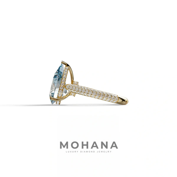 3 Carat Blue Lab Grown Diamond Engagement Ring – Pear Cut Hidden Halo | Alina alternate view