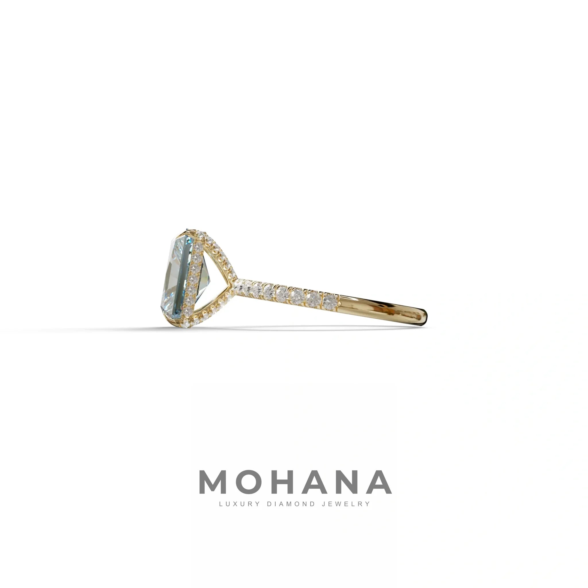 3 Ct Radiant Cut Blue Color Lab Diamond Ring - Monica