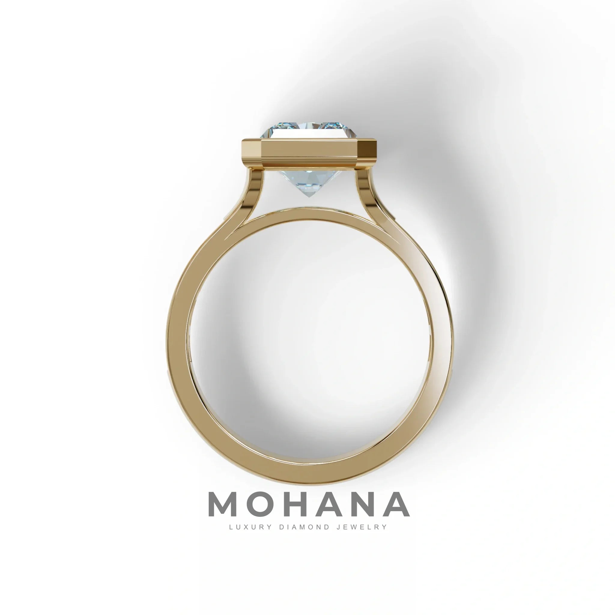 3 Ct Radiant Cut Blue Color Lab Diamond Ring - Olympia