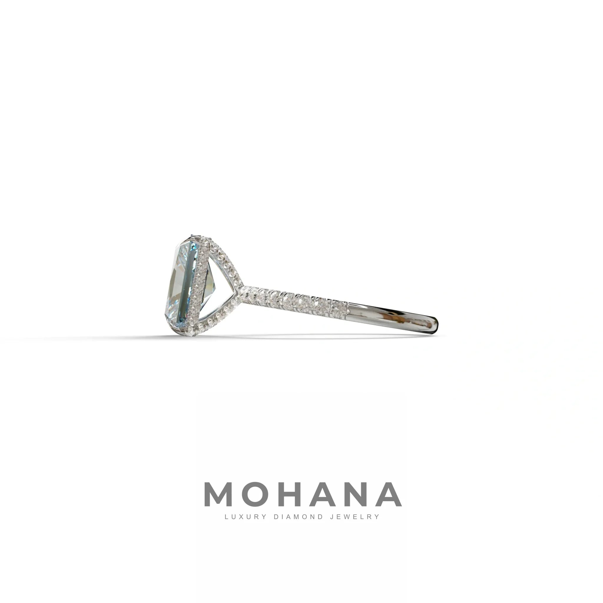 3 Ct Radiant Cut Blue Color Lab Diamond Ring - Monica