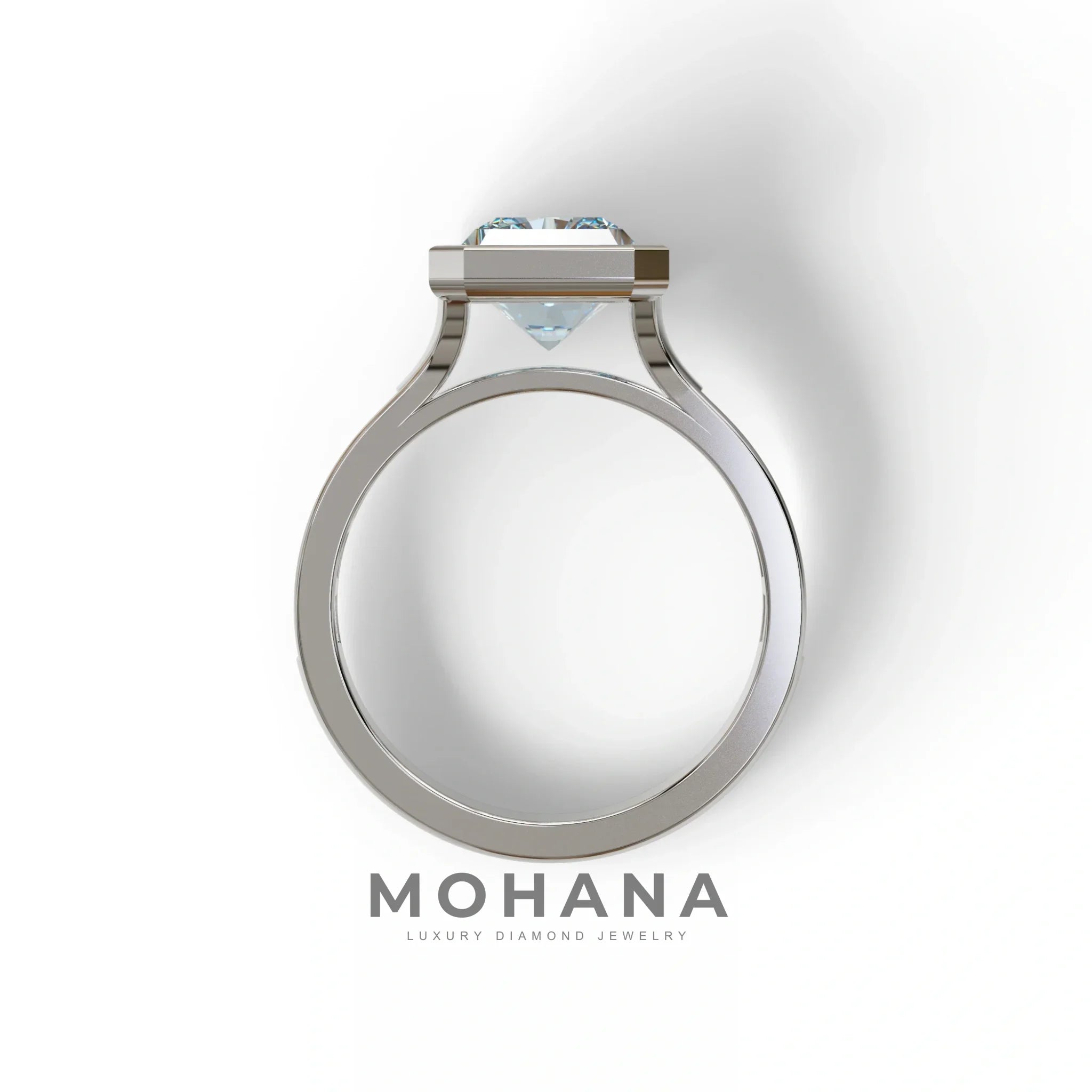 3 Ct Radiant Cut Blue Color Lab Diamond Ring - Olympia