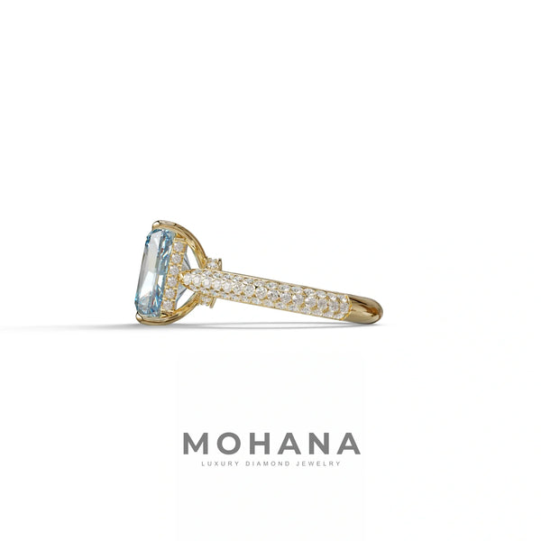 3 Carat Blue Lab Grown Diamond Engagement Ring – Radiant Cut Hidden Halo | Riviera alternate view