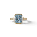 3 Carat Fancy Vivid Blue Radiant Cut Lab Diamond Engagement Ring | Three Stone Bezel Set Ring- Adiamor - 10K Solid Gold