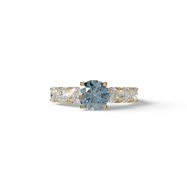 3 Carat Blue Lab Grown Diamond Engagement Ring – Round Cut Eternity | Angeleno
