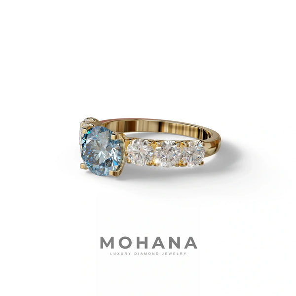 3 Carat Blue Lab Grown Diamond Engagement Ring – Round Cut Eternity | Angeleno alternate view