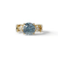 Natural Inspired 3 Carat Blue Round Cut Lab Diamond Engagement Ring - Catalina - 10K Solid Gold / Yellow Gold
