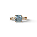 3 Carat Blue Round Cut Lab Diamond Ring - Infinity Cross - 10K Solid Gold / Rose Gold