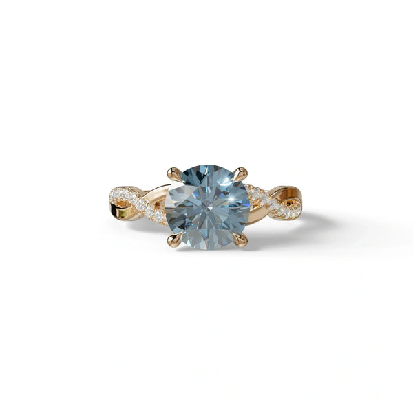 3 Carat Blue Lab Grown Diamond Engagement Ring – Round Cut Infinity | Infinity Cross