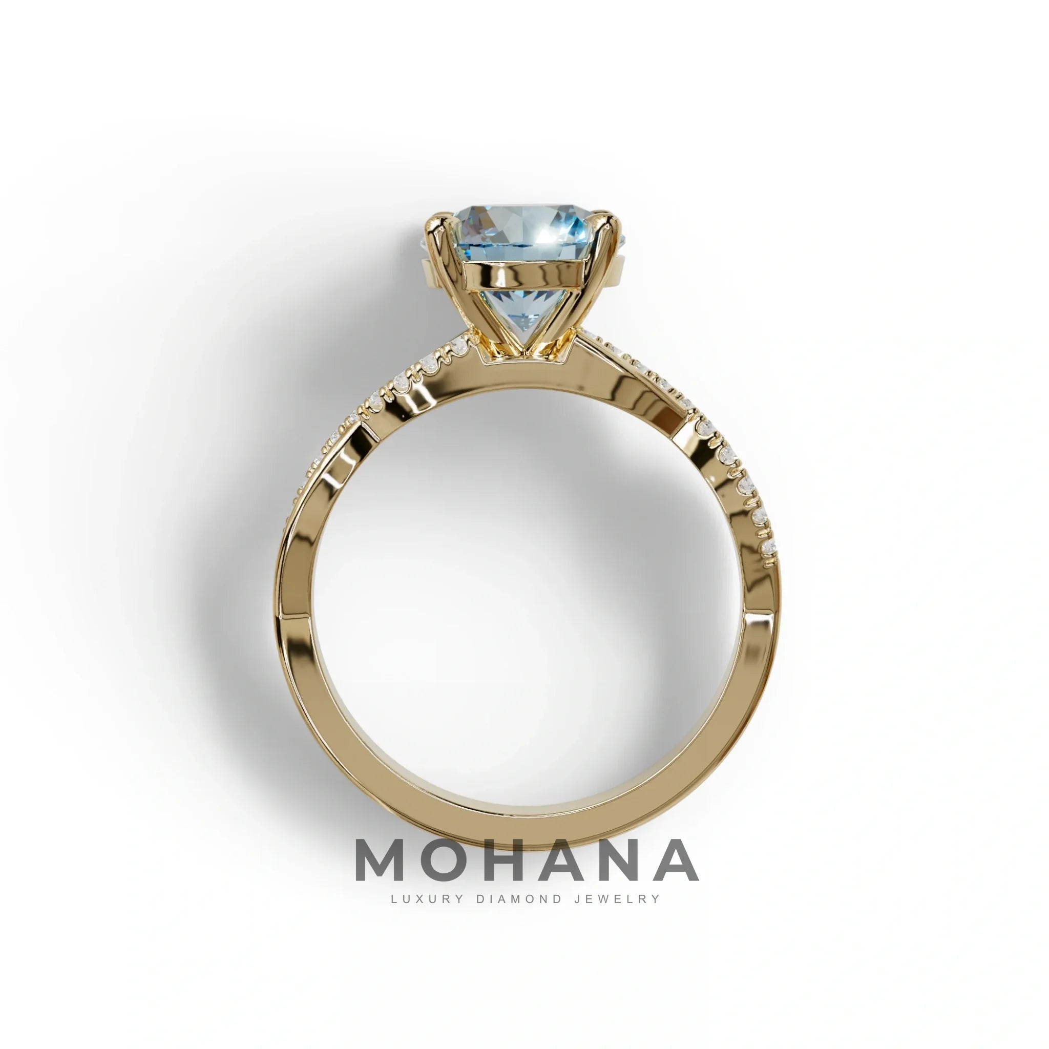 3 Carat Blue Round Cut Lab Diamond Ring - Infinity Cross