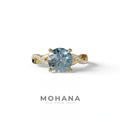 3 Carat Blue Round Cut Lab Diamond Ring - Infinity Cross - 10K Solid Gold / Yellow Gold
