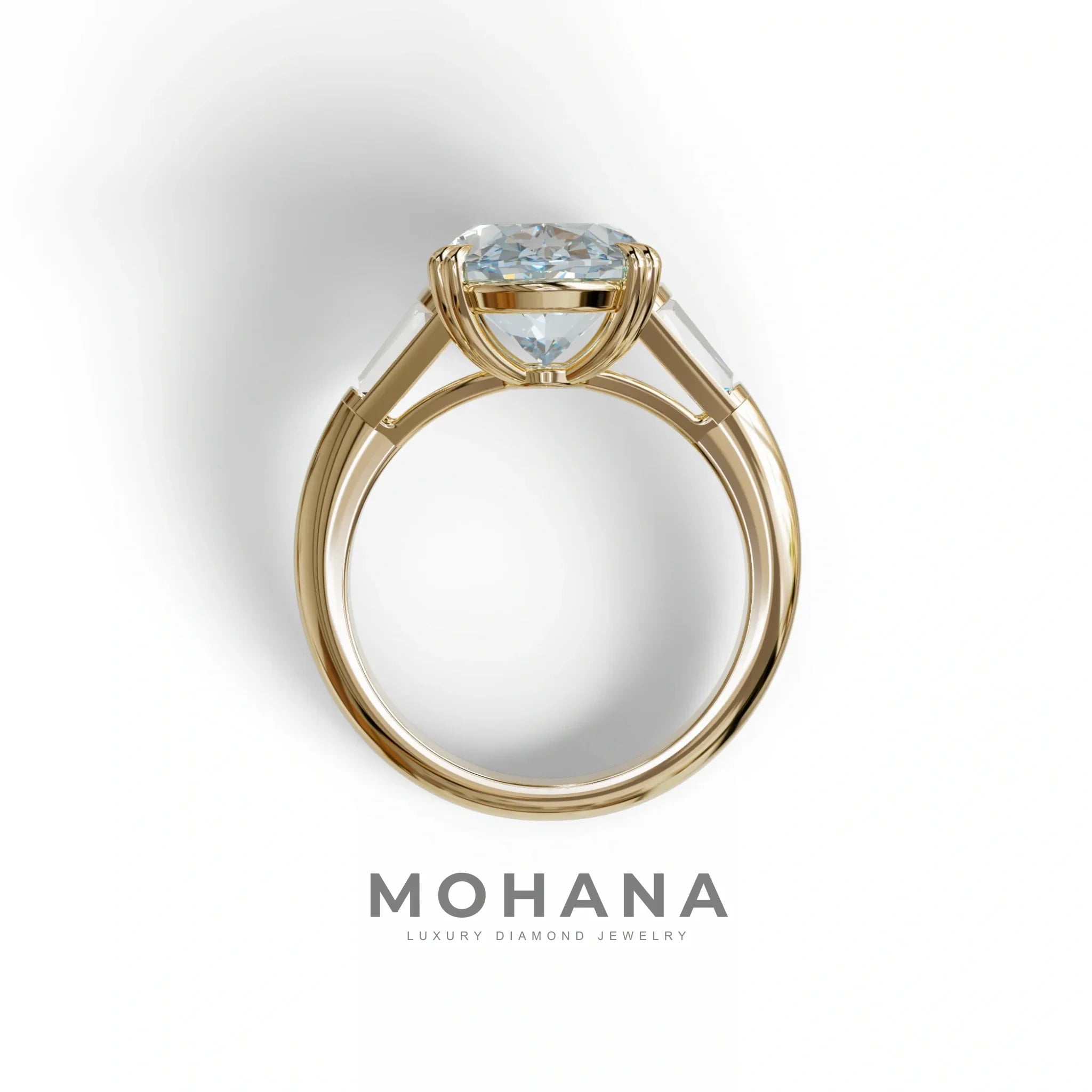 3 Carat Blue Oval & Baguette Lab Diamond Ring - Persi