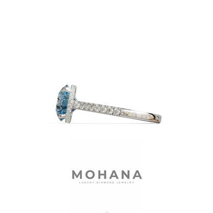 3 Carat Blue Round Cut Hidden Halo & Pave Setting Lab Diamond Ring _- Eblouissant