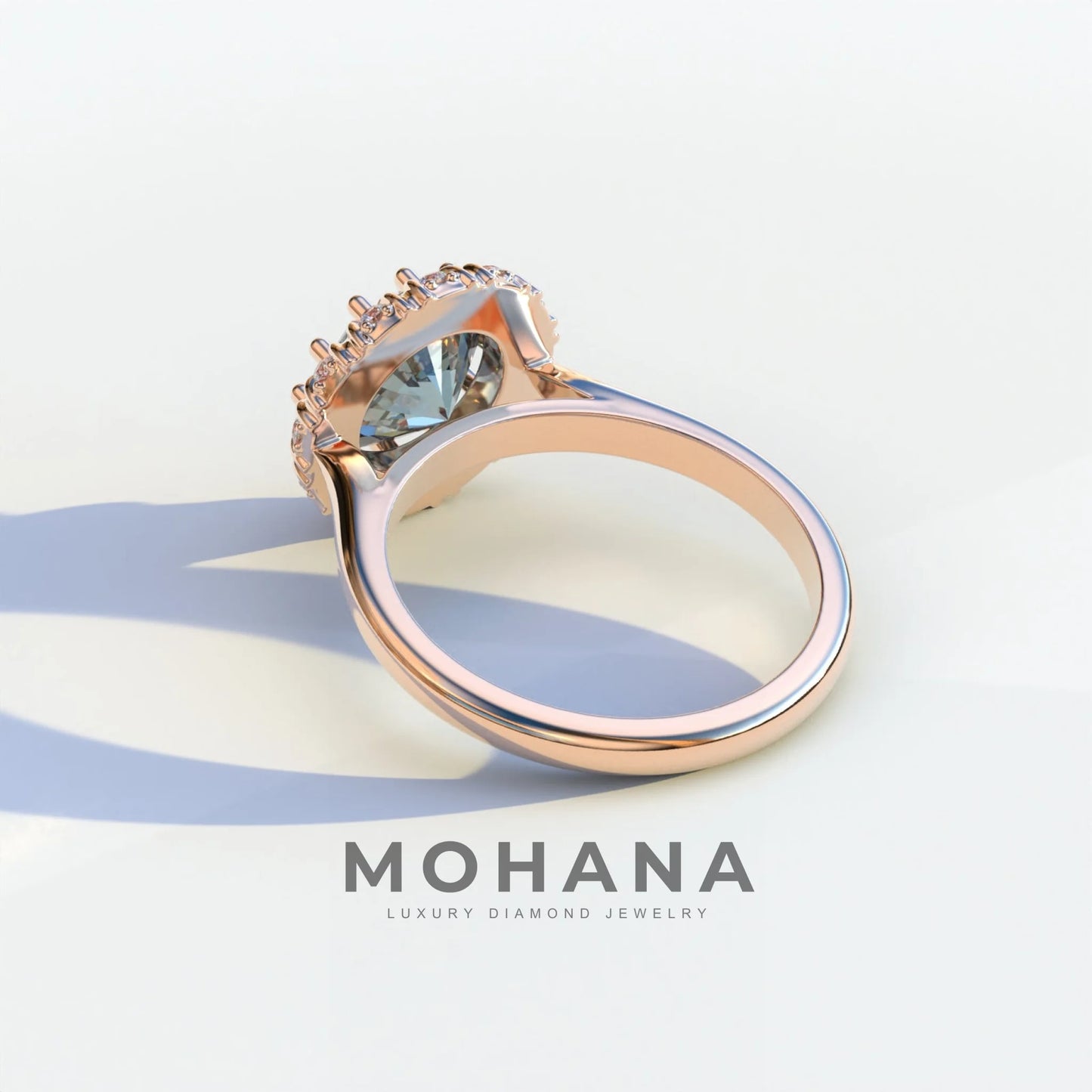 3 Carat Blue Round Shaped Halo Lab Diamond Ring - Sunflower