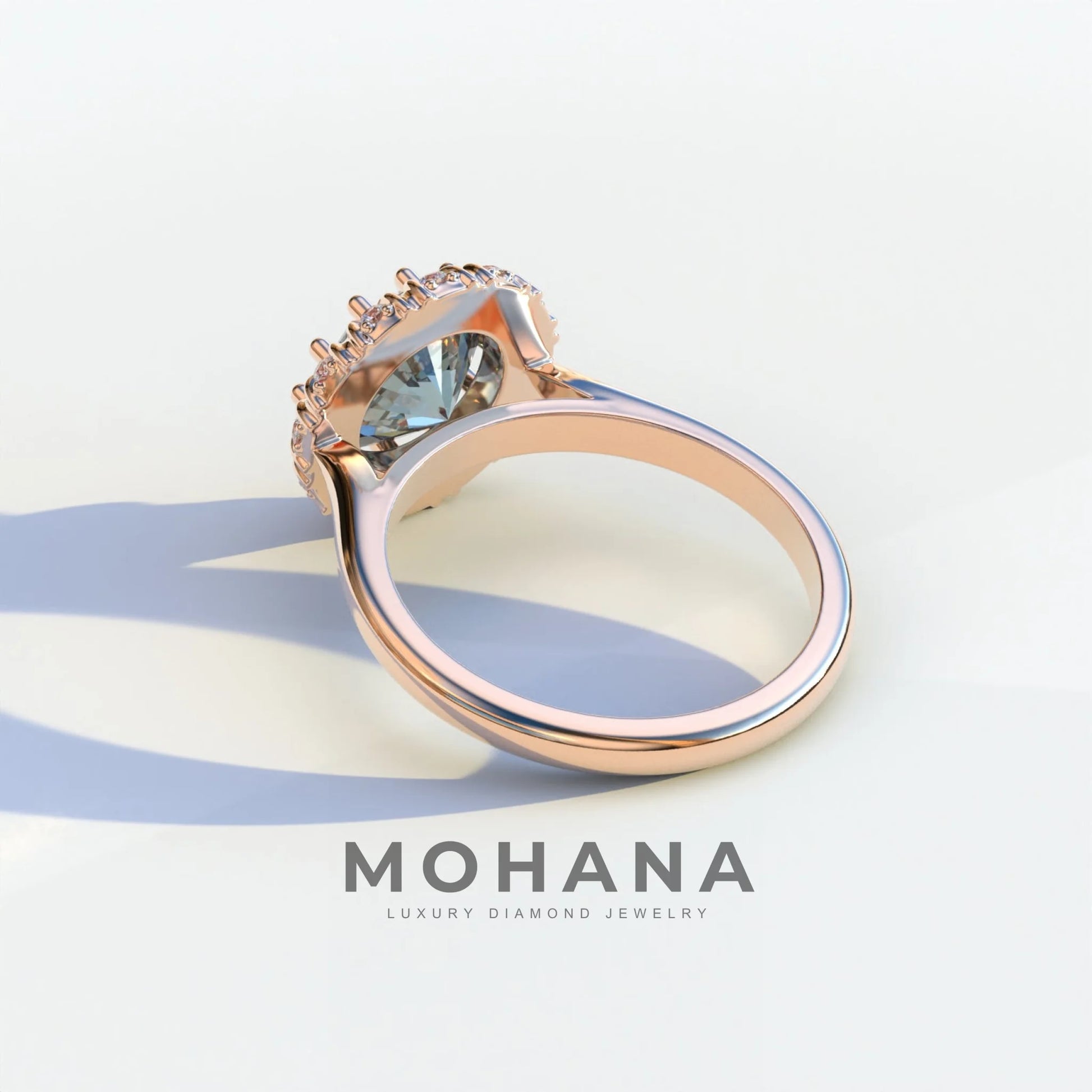 3 Carat Blue Round Shaped Halo Lab Diamond Ring - Sunflower