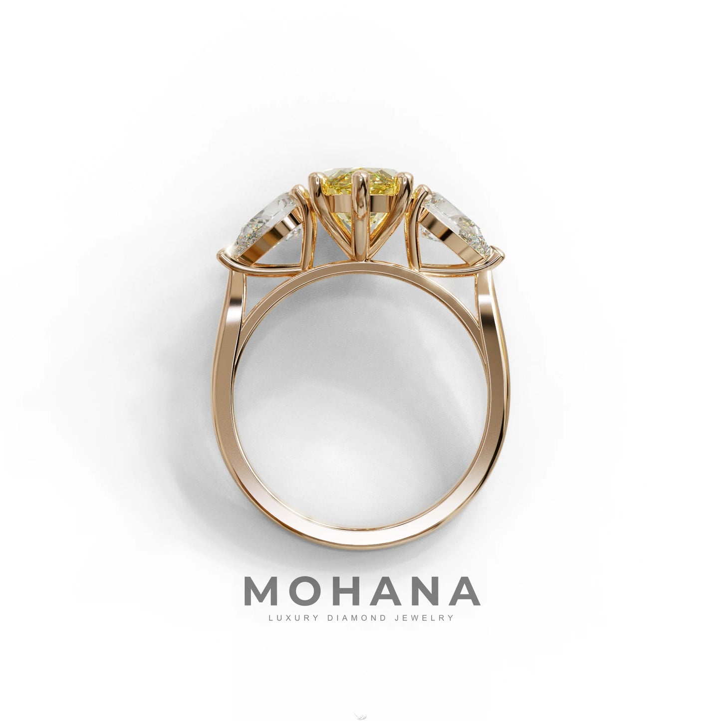 3 Carat Canary Yellow Marquise & Pear Cut Three Stone Lab Grown Diamond Engagement Ring