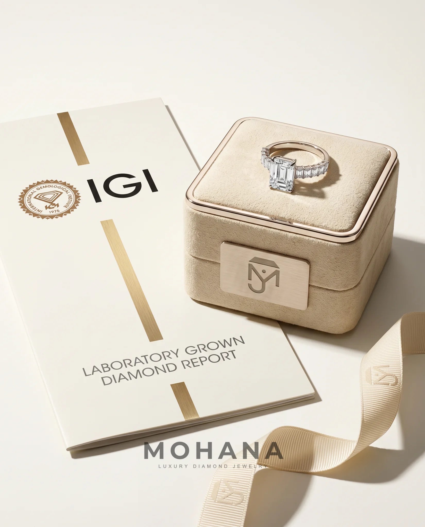 Ready to Ship 3 Carat Colorless Emerald Cut Step-Cut Accent White Gold Diamond Ring — view 6