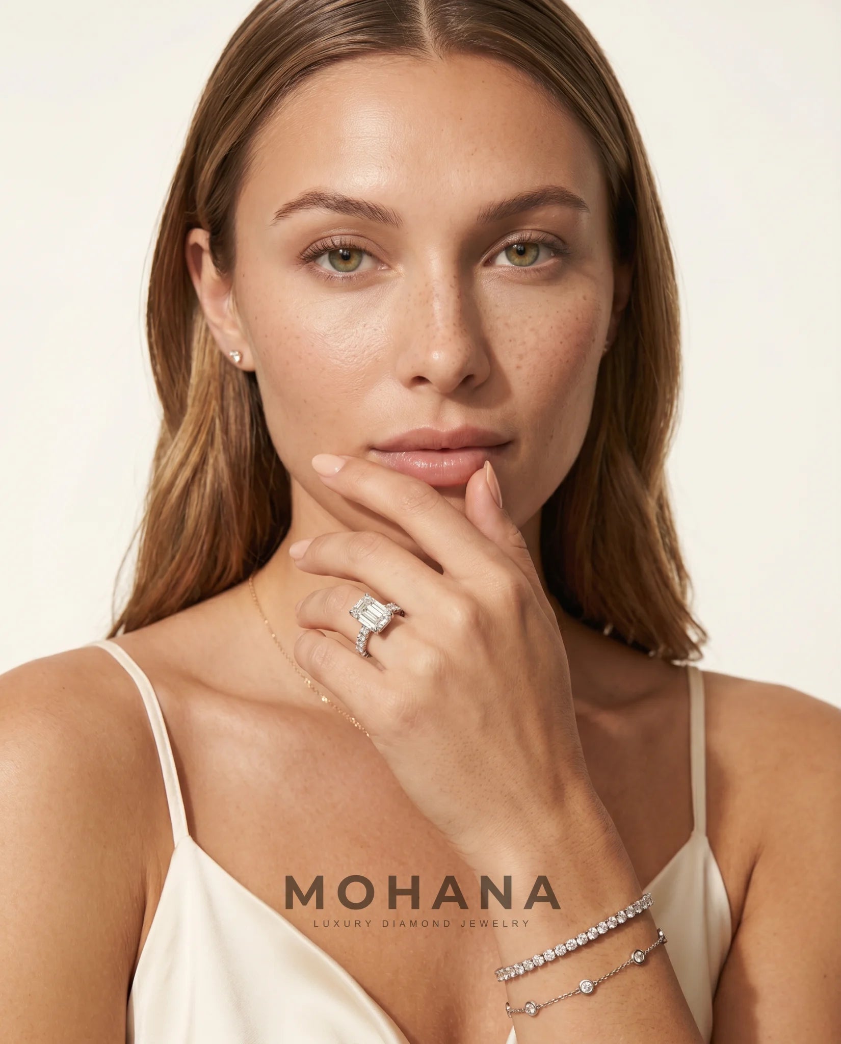 Ready to Ship 3 Carat Colorless Emerald Cut Step-Cut Accent White Gold Diamond Ring — view 11