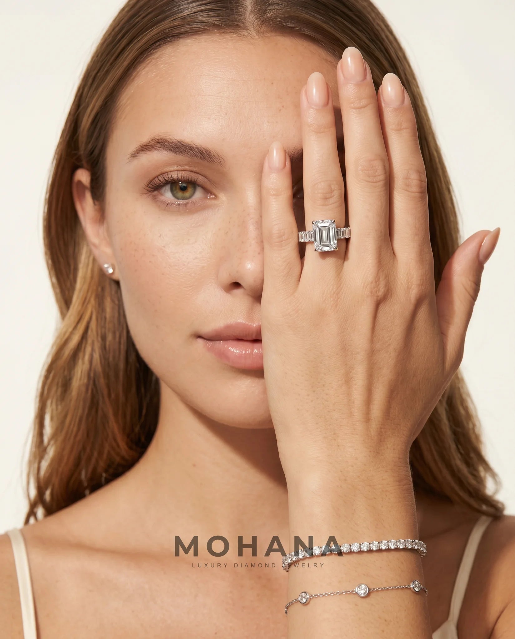 Ready to Ship 3 Carat Colorless Emerald Cut Step-Cut Accent White Gold Diamond Ring — view 10
