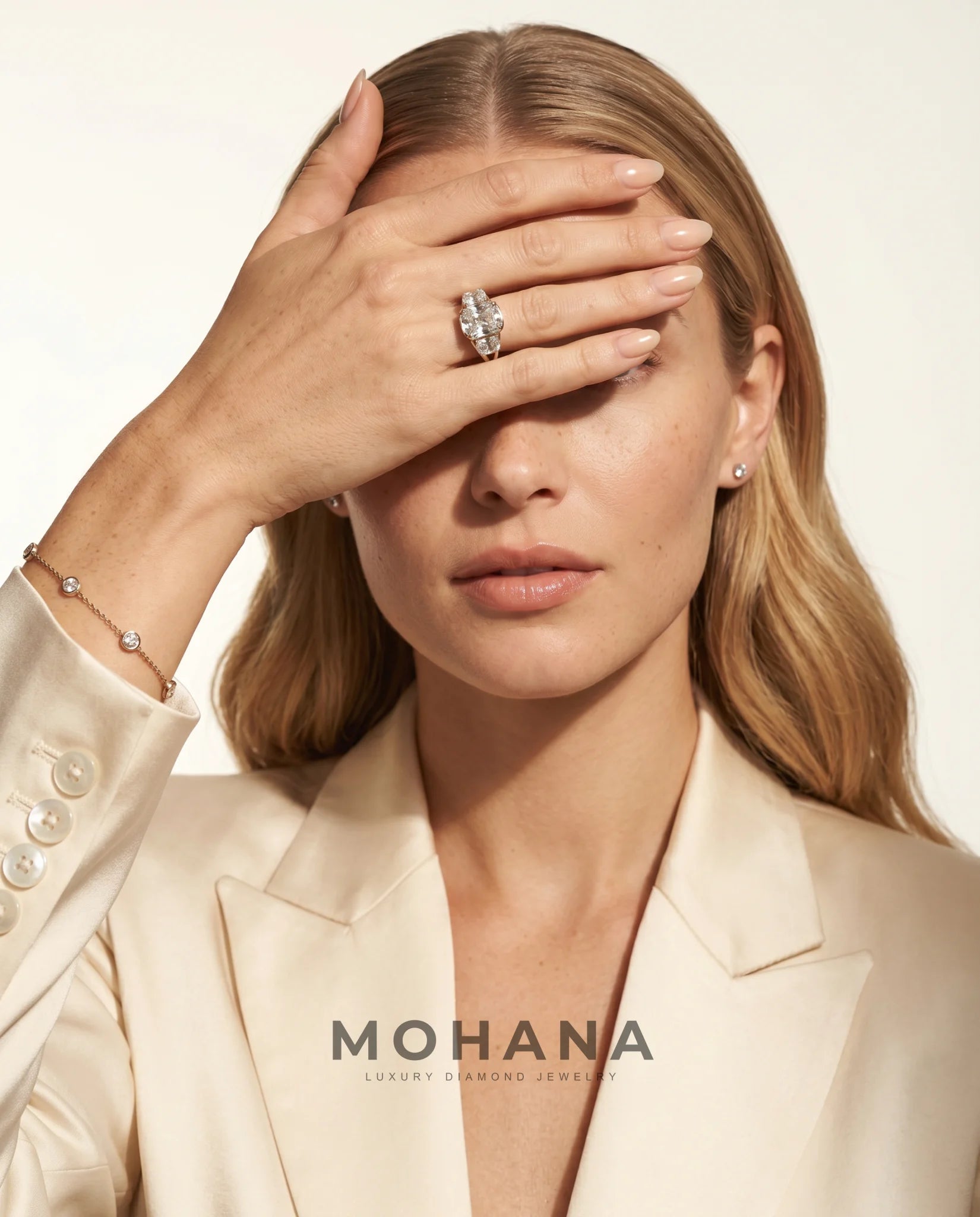 Ready to Ship 3 Carat Colorless Old Mine Cut Three-Stone Yellow Gold Diamond Ring — view 10