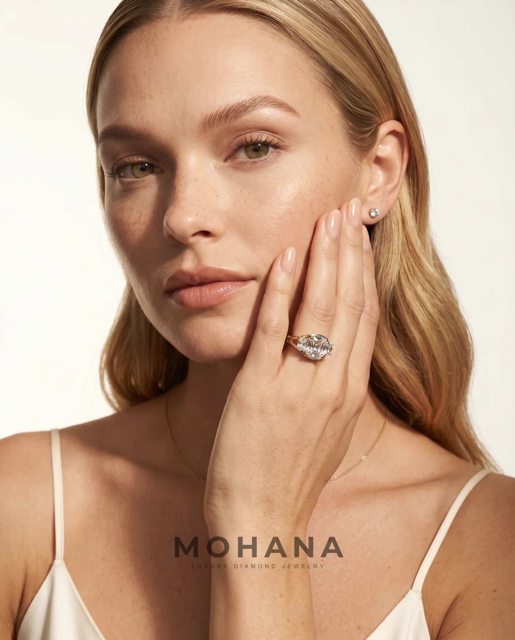 Ready to Ship 3 Carat Colorless Old Mine Cut Three-Stone Yellow Gold Diamond Ring — view 7