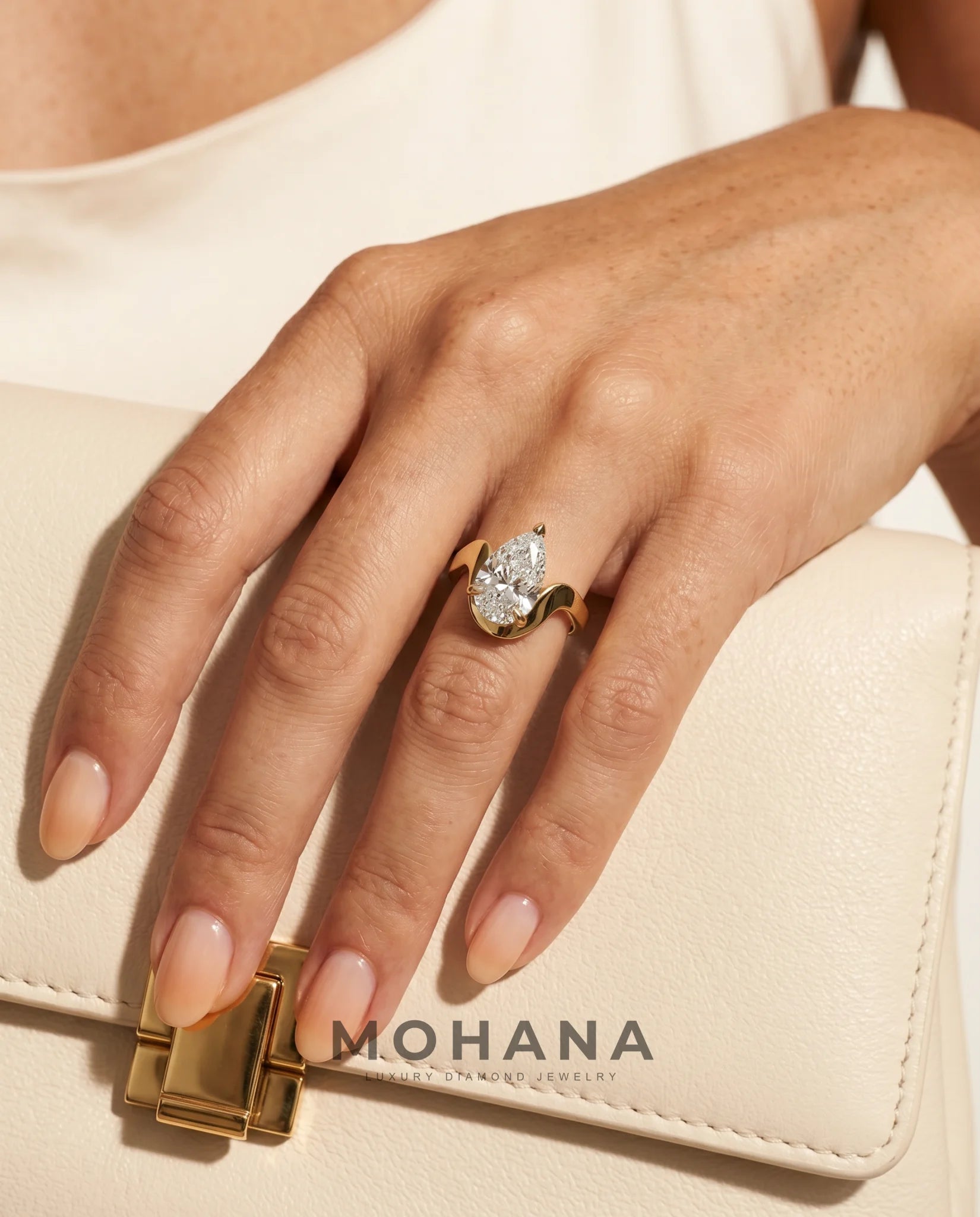 Ready to Ship 3 Carat Colorless Pear Cut Solitaire Yellow Gold Diamond Ring — view 14
