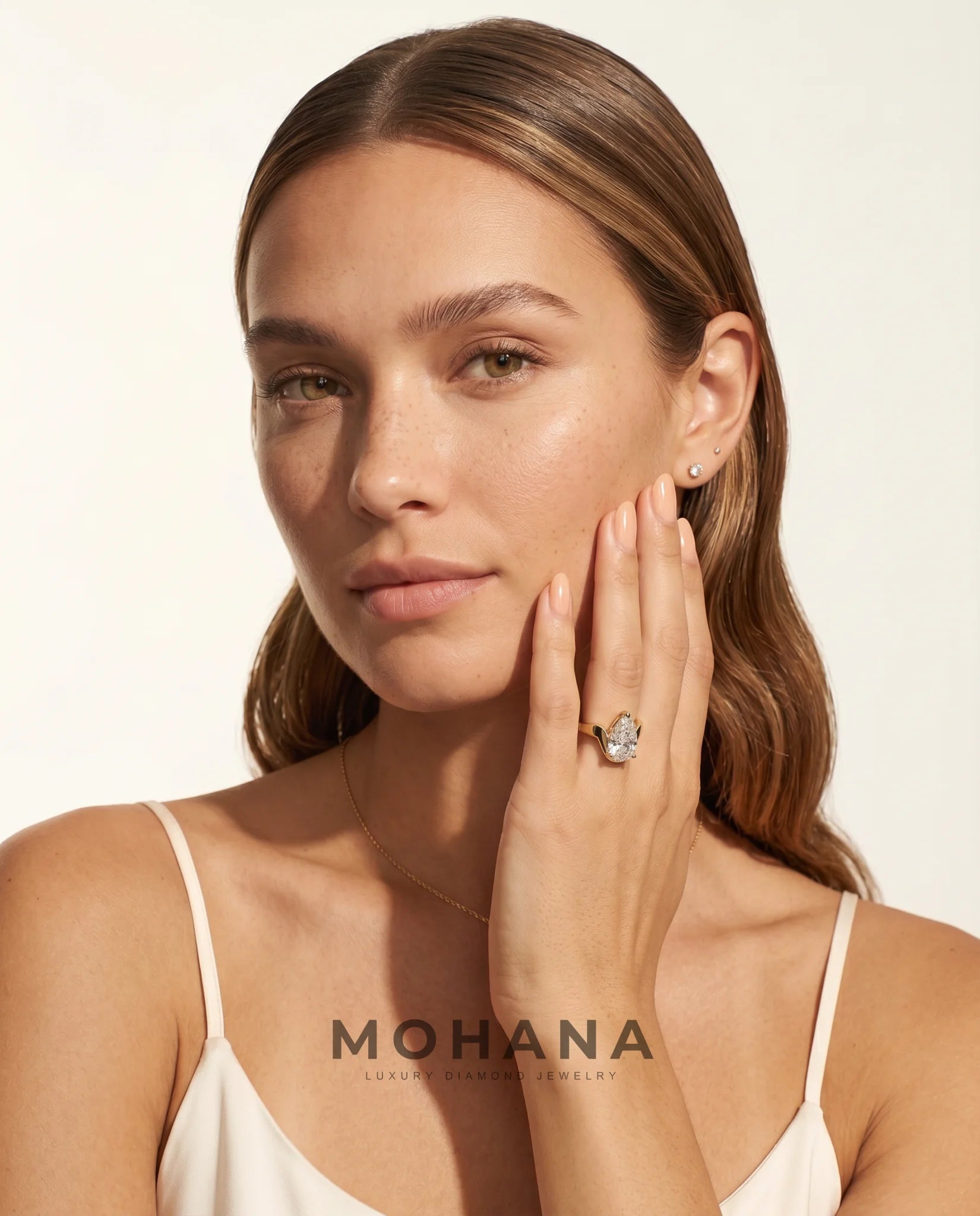 Ready to Ship 3 Carat Colorless Pear Cut Solitaire Yellow Gold Diamond Ring — view 7