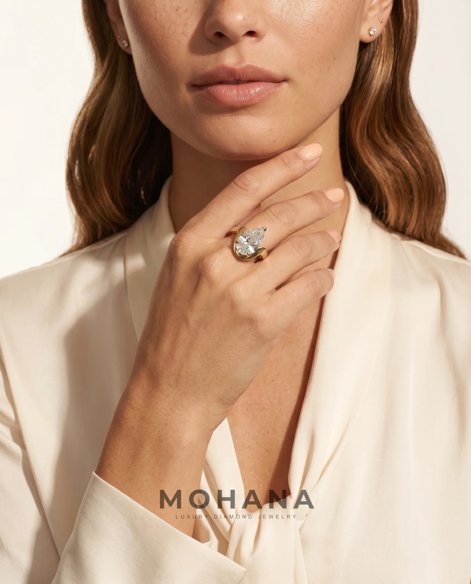 Ready to Ship 3 Carat Colorless Pear Cut Solitaire Yellow Gold Diamond Ring — view 9