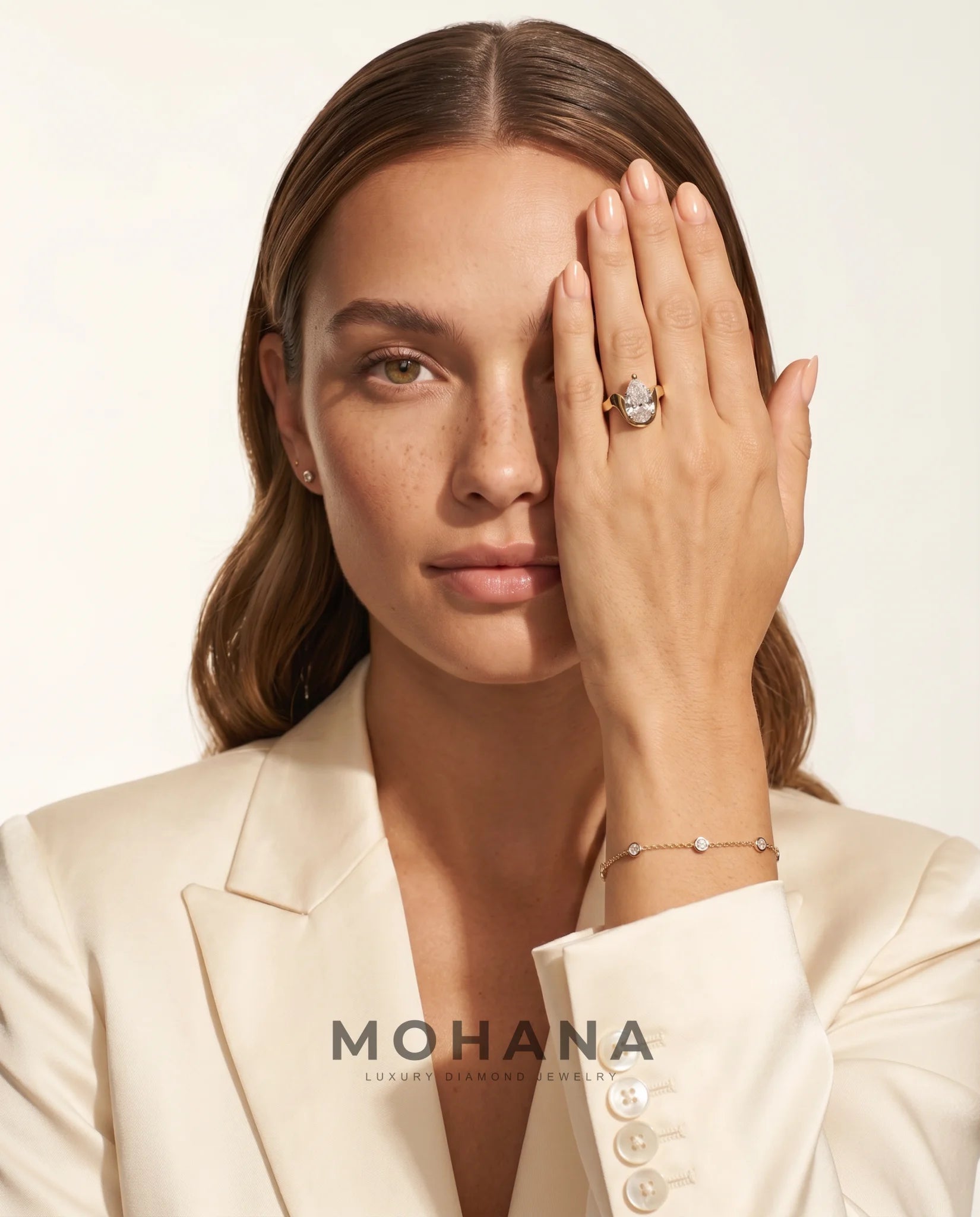 Ready to Ship 3 Carat Colorless Pear Cut Solitaire Yellow Gold Diamond Ring — view 10