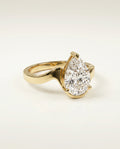 Ready to Ship 3 Carat Colorless Pear Cut Solitaire Yellow Gold Diamond Ring — view 1