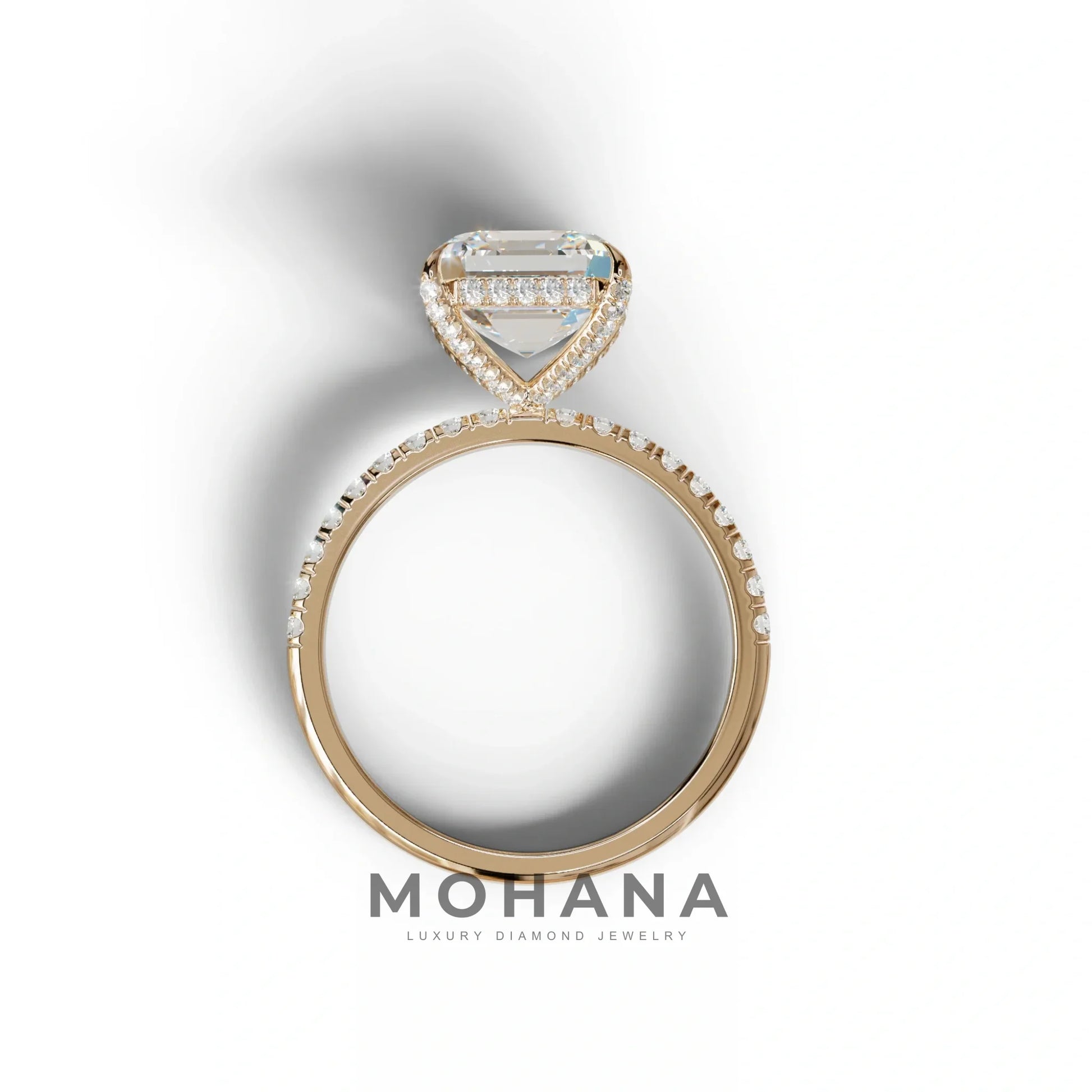 3 Carat E-VVS Asscher Cut Hidden Halo & Pave Lab Grown Diamond Ring