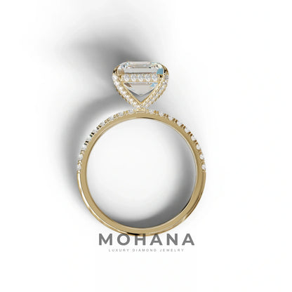 3 Carat E-VVS Asscher Cut Hidden Halo & Pave Lab Grown Diamond Ring