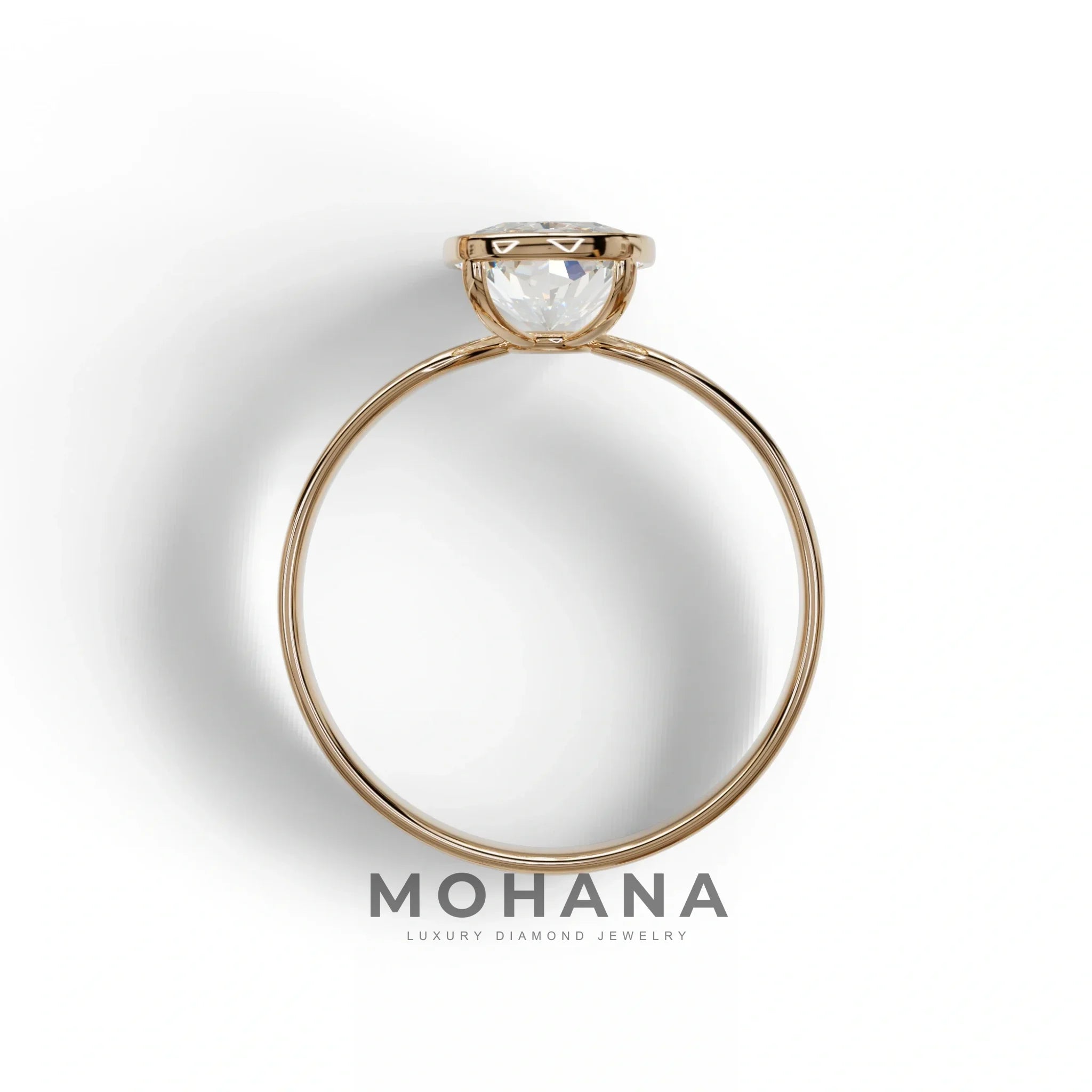 3 Carat E VVS Elongated Cushion Cut Bezel Set Engagement Ring - Astrae