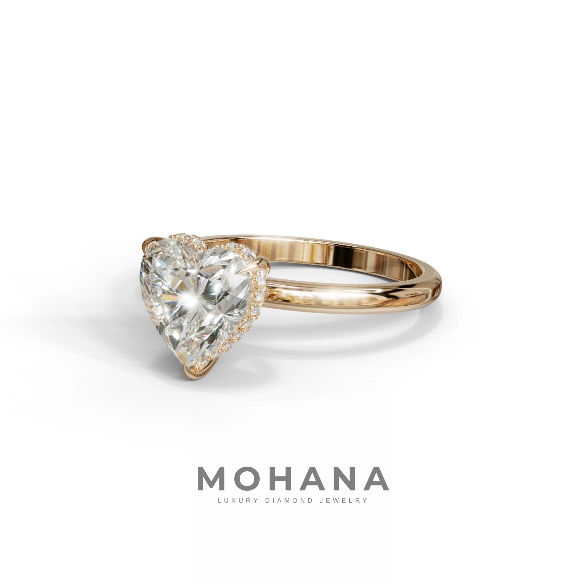 3 Carat E VVS Heart Cut Hidden Halo Set Lab Grown Diamond Engagement Ring