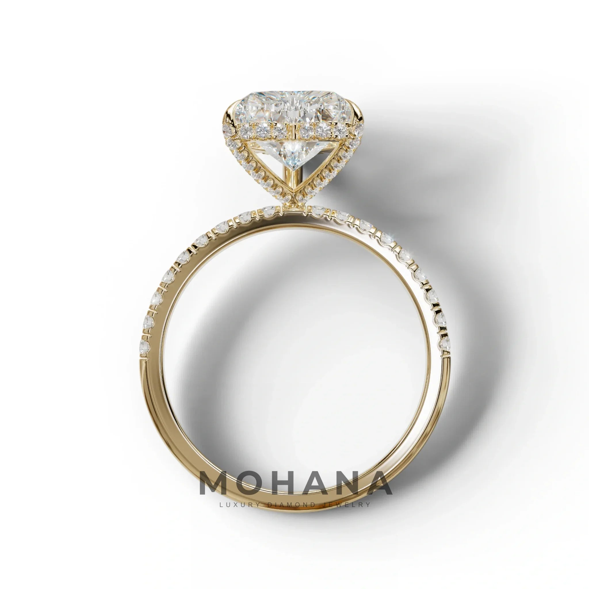 E/VVS 3 Carat Heart Cut Hidden Halo & Pavé Setting Engagement Ring