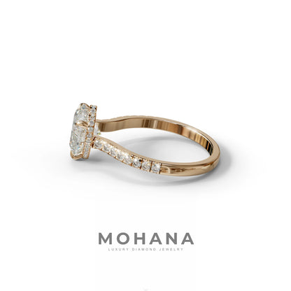 E VVS Heart Cut Lab Grown Diamond Solitaire Ring with Pavé Band – Mohana Jewels