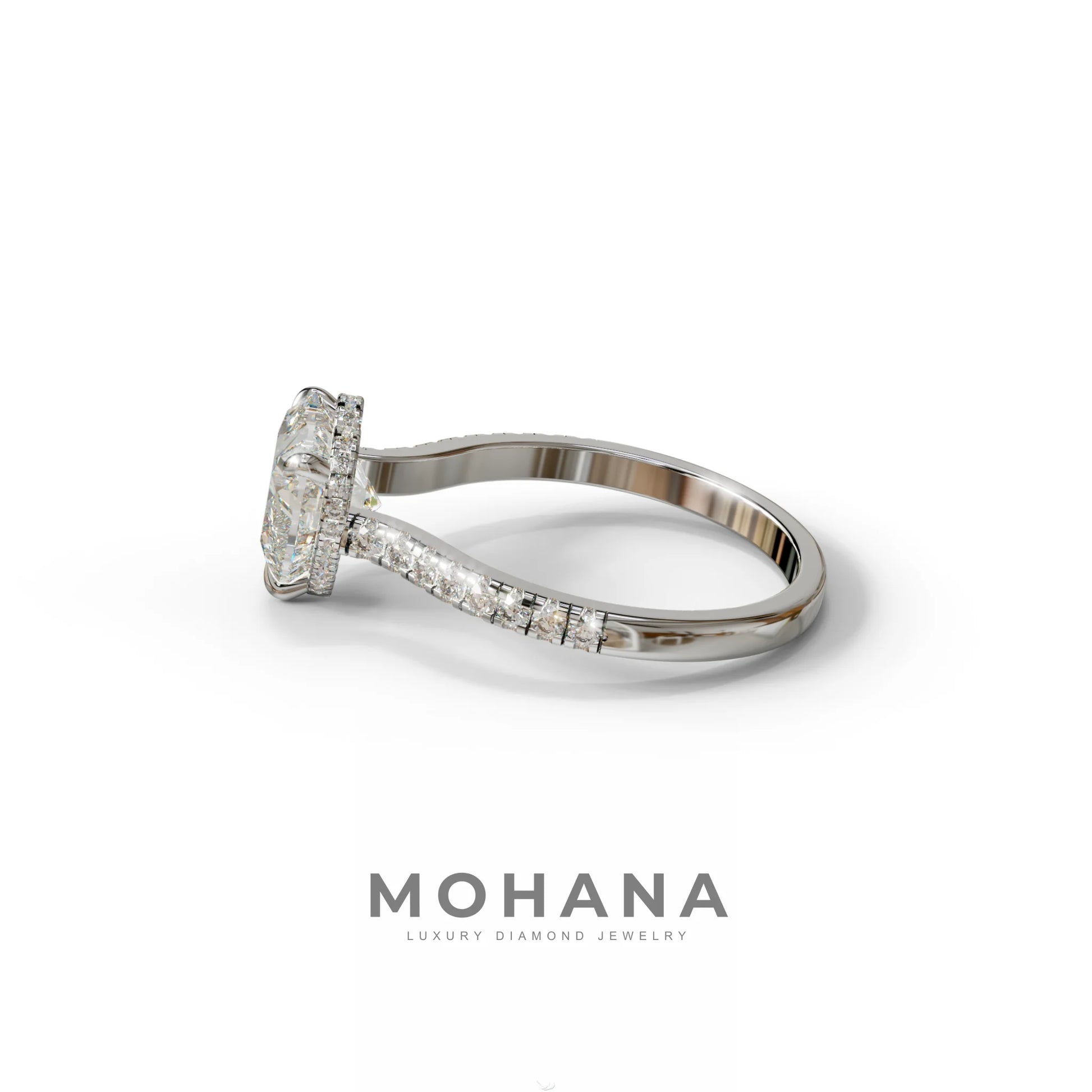 E VVS Heart Cut Lab Grown Diamond Solitaire Ring with Pavé Band – Mohana Jewels