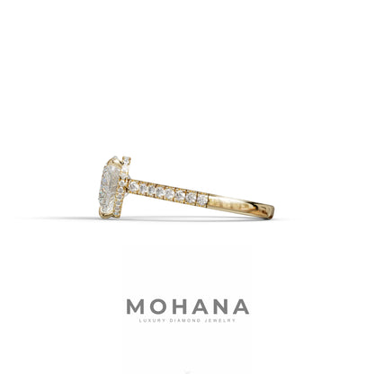 E VVS Heart Cut Lab Grown Diamond Solitaire Ring with Pavé Band – Mohana Jewels