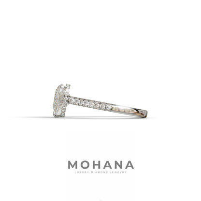 E VVS Heart Cut Lab Grown Diamond Solitaire Ring with Pavé Band – Mohana Jewels