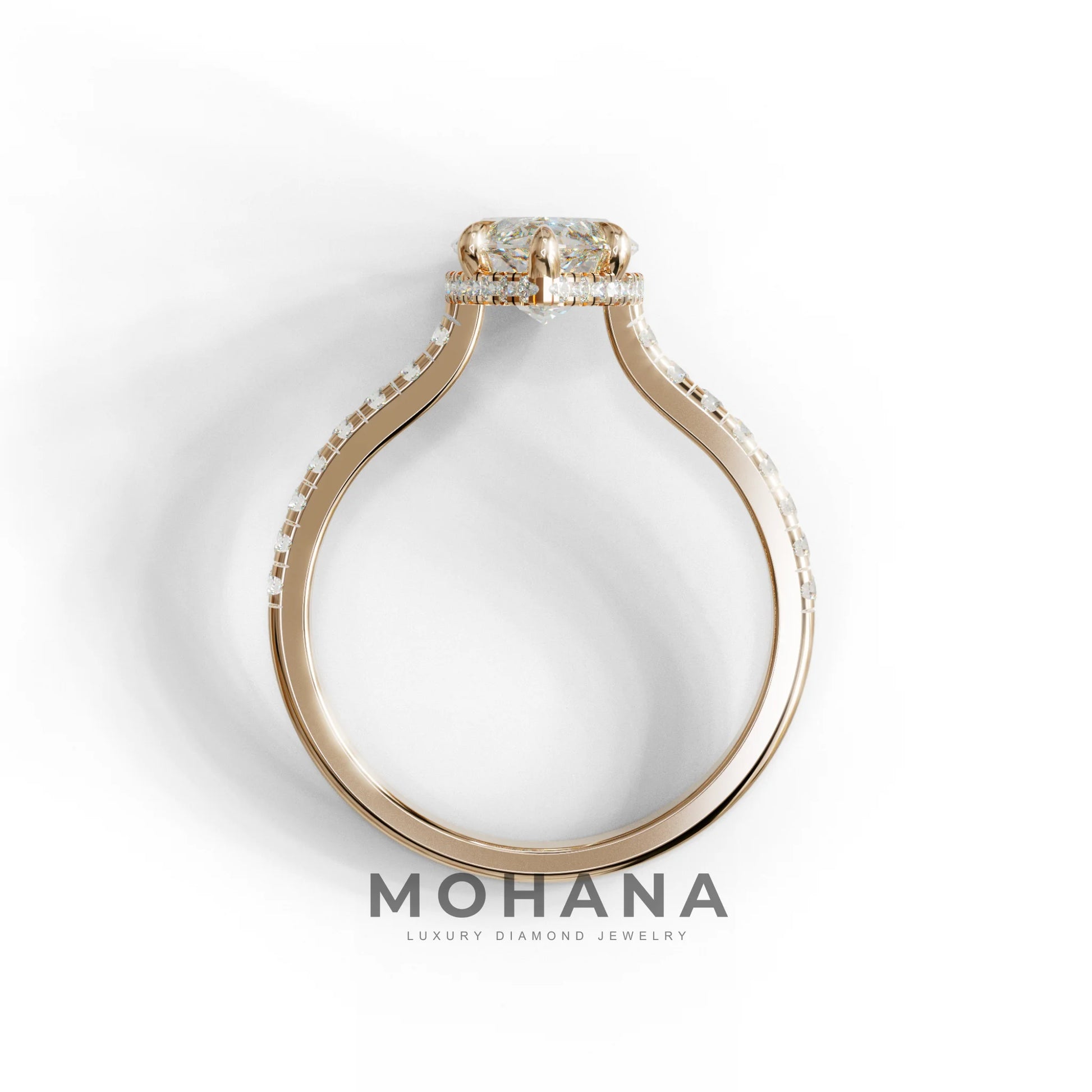 3 Carat E-VVS Marquise Cut Hidden Halo & Pave Set Lab Diamond Ring - Eblouissant