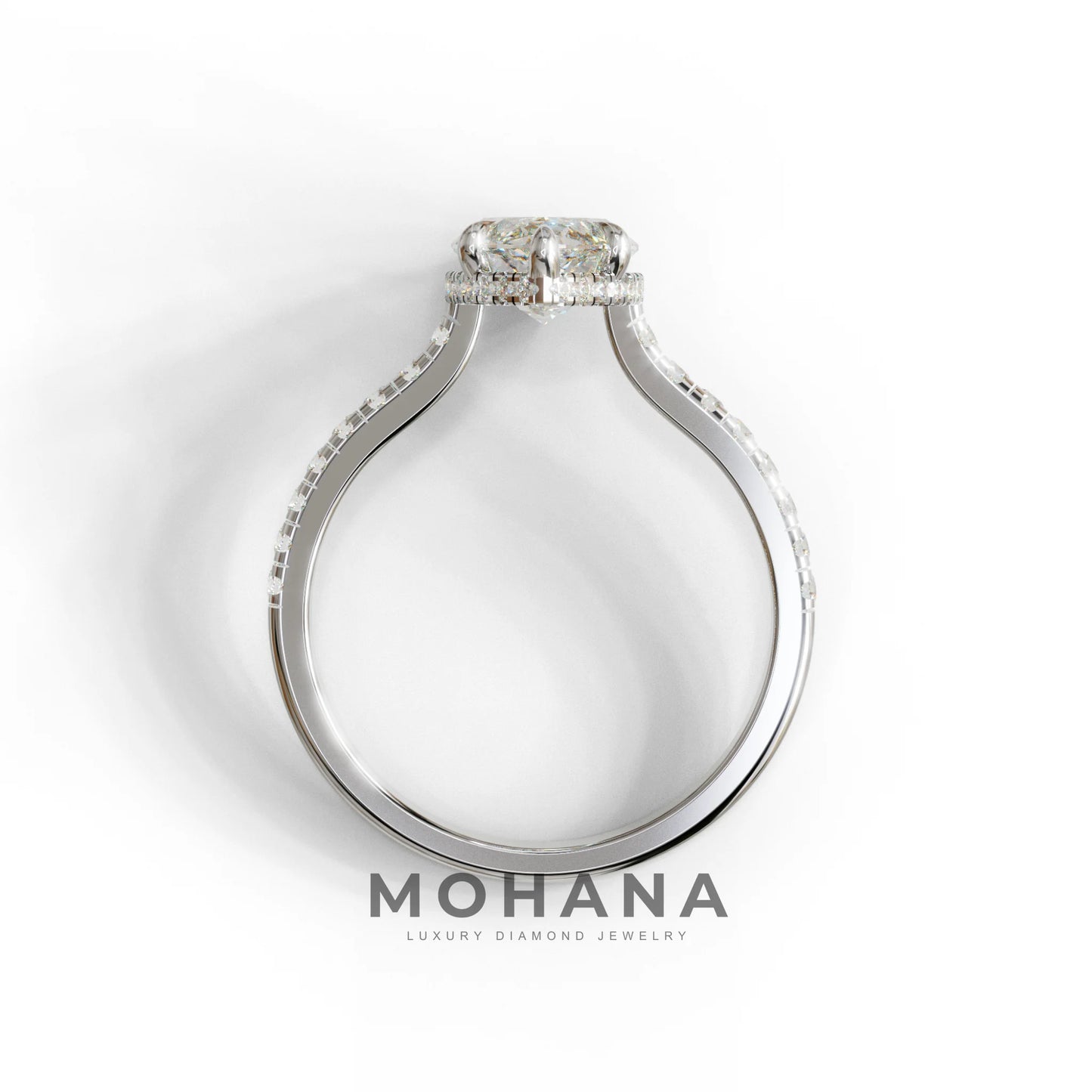 3 Carat E-VVS Marquise Cut Hidden Halo & Pave Set Lab Diamond Ring - Eblouissant