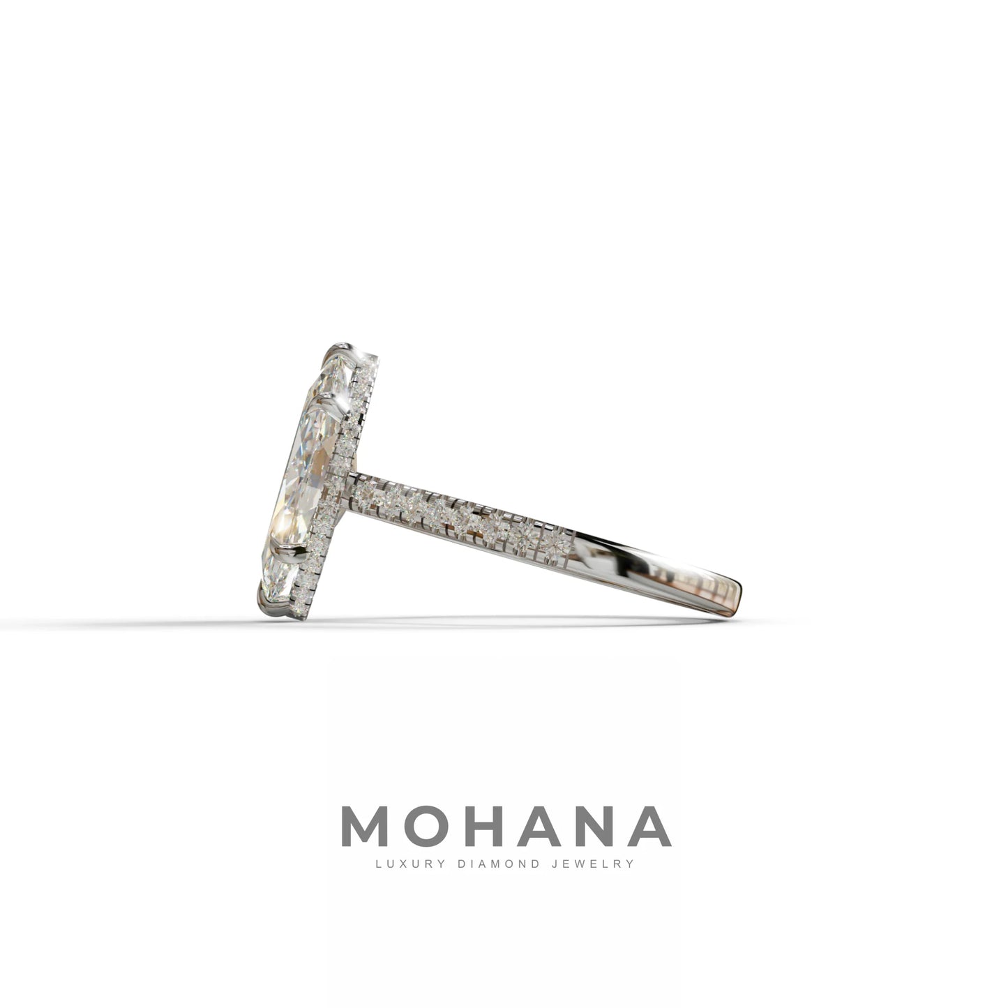 3 Carat E-VVS Marquise Cut Hidden Halo & Pave Set Lab Diamond Ring - Eblouissant