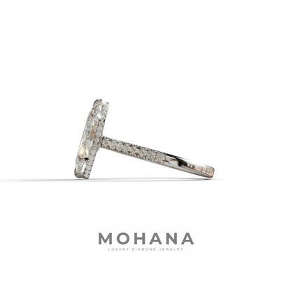 3 Carat E-VVS Marquise Cut Hidden Halo & Pave Set Lab Diamond Ring - Eblouissant