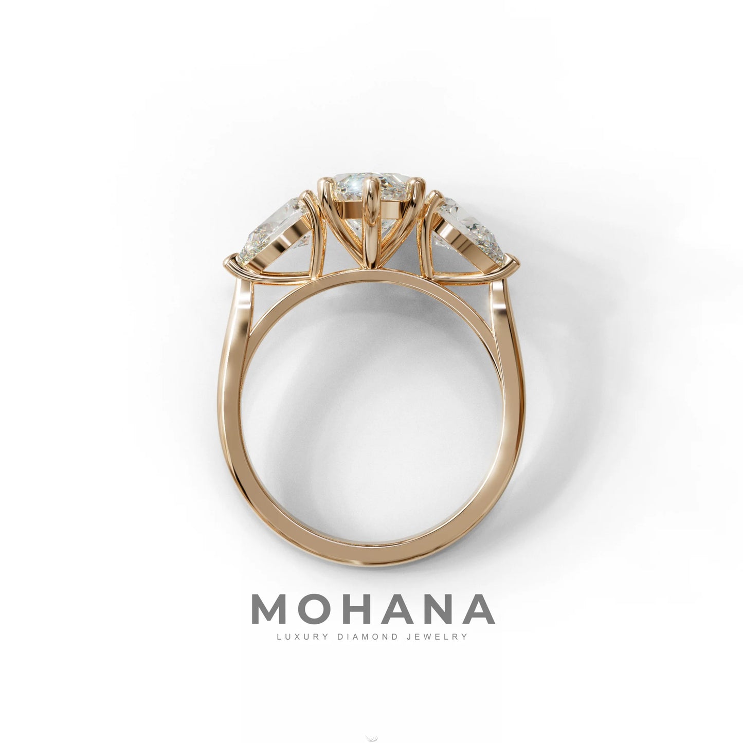 3 Carat E/VVS Marquise & Pear Cut Three Stone Lab Grown Diamond Engagement Ring