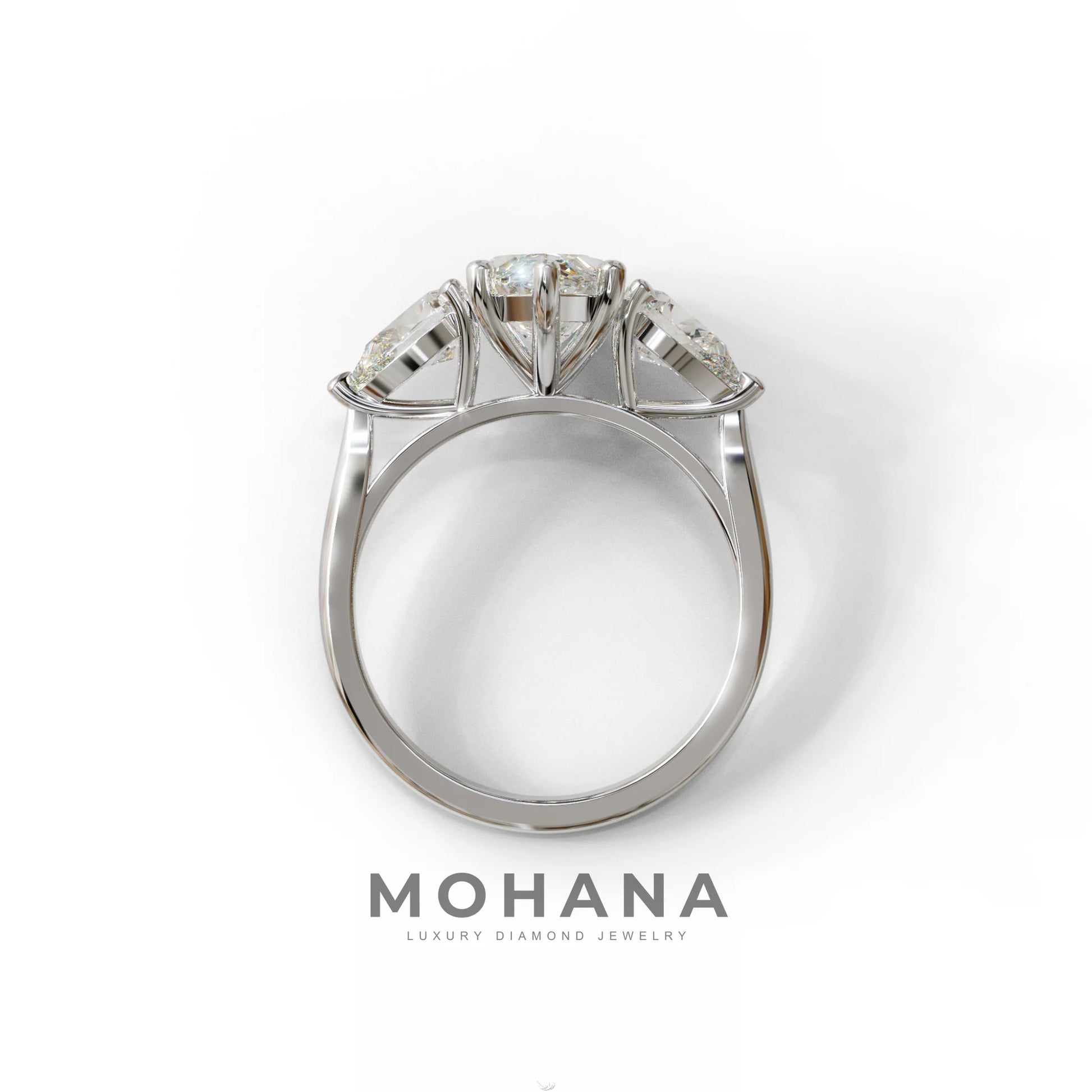 3 Carat E/VVS Marquise & Pear Cut Three Stone Lab Grown Diamond Engagement Ring